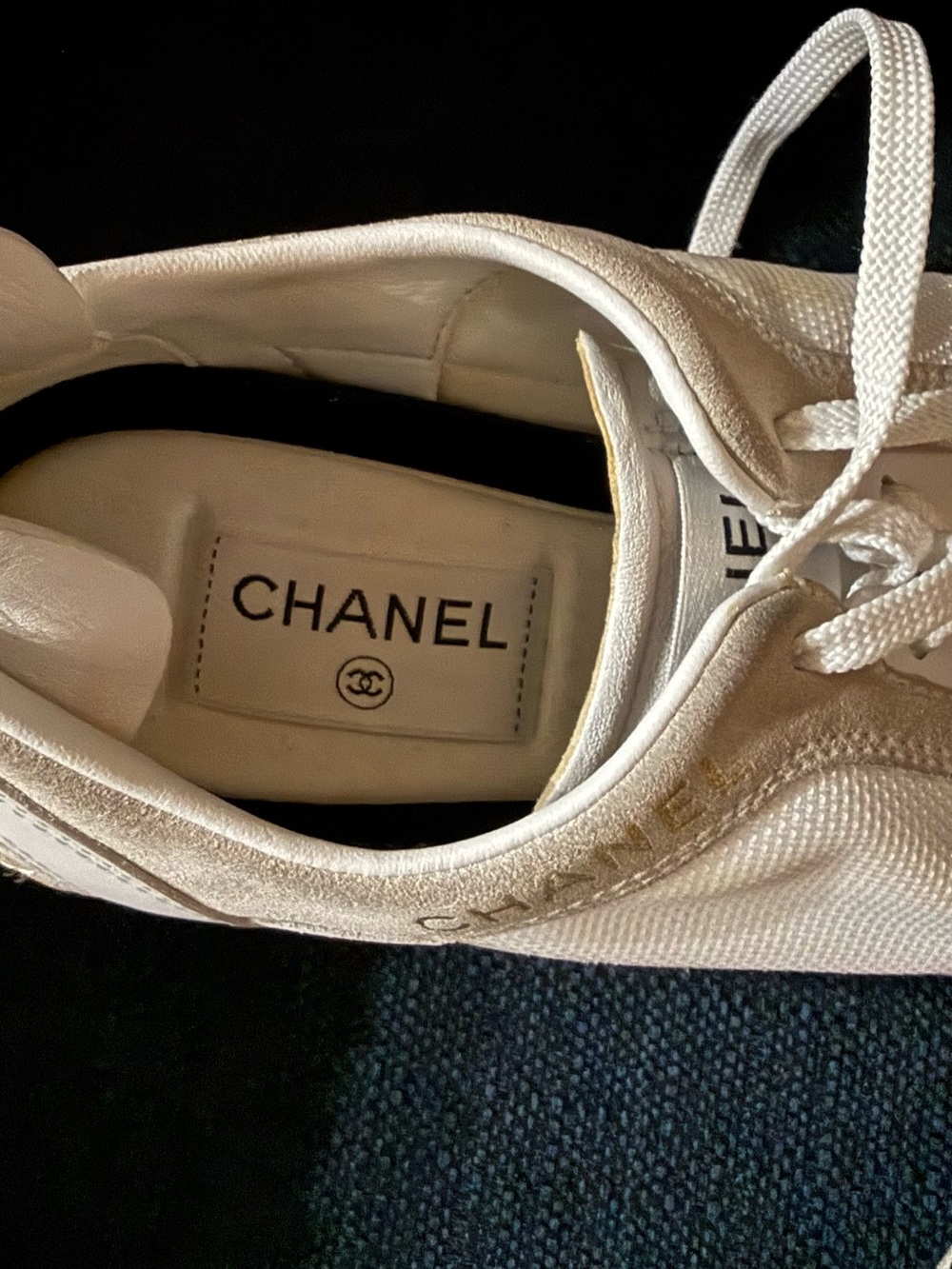 CHANEL Cream Lace-Up
Sneakers - Picture 3 of 7